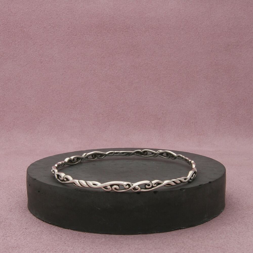 carolyn pollack sterling silver scroll stack bangle bracelet size 7.75in
